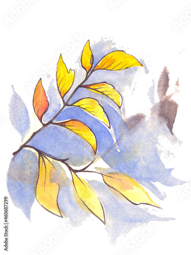 autumn leaves on blue background