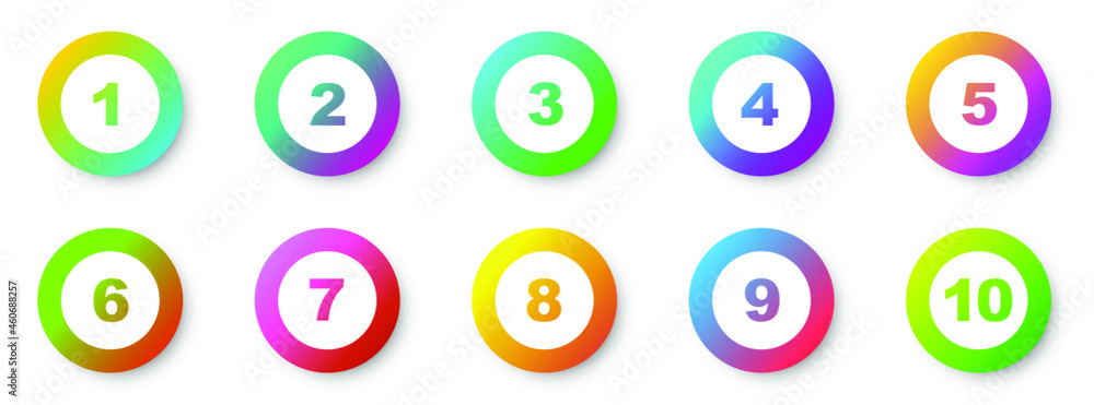 Number bullet points 1 to 10. Creative 3d markers set. Vector illustration. Number bullet points 1 to 10. Creative 3d markers set. Vector illustration.