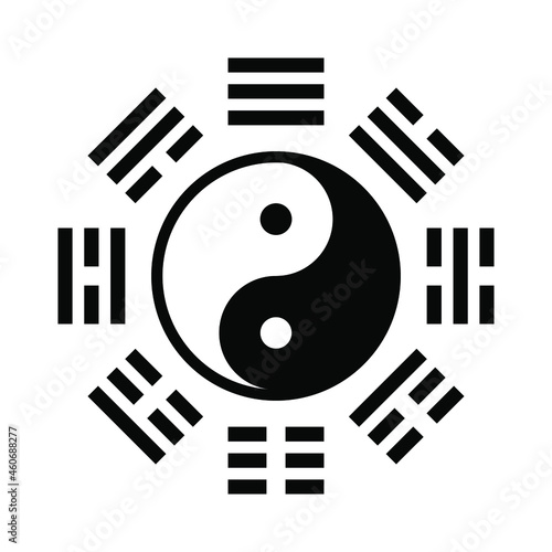 Yin Yang bagua symbol. Tai Chi pattern. Bagua - symbol of Taoism. Vector religious illustration.