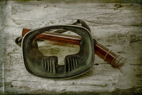 Vintage Tempered Glass Scuba Mask and Snorkle