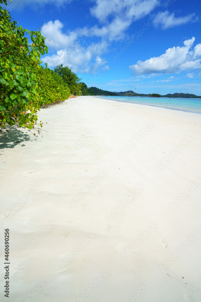 tropical beach at anse volbert on praslin, seychelles tropical beach at anse volbert on praslin, seychelles