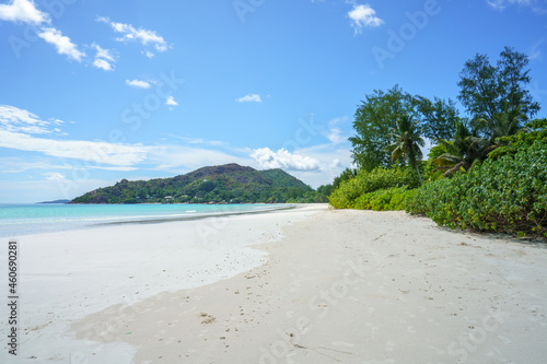 Fototapeta Naklejka Na Ścianę i Meble -  tropical beach at anse volbert on praslin, seychelles