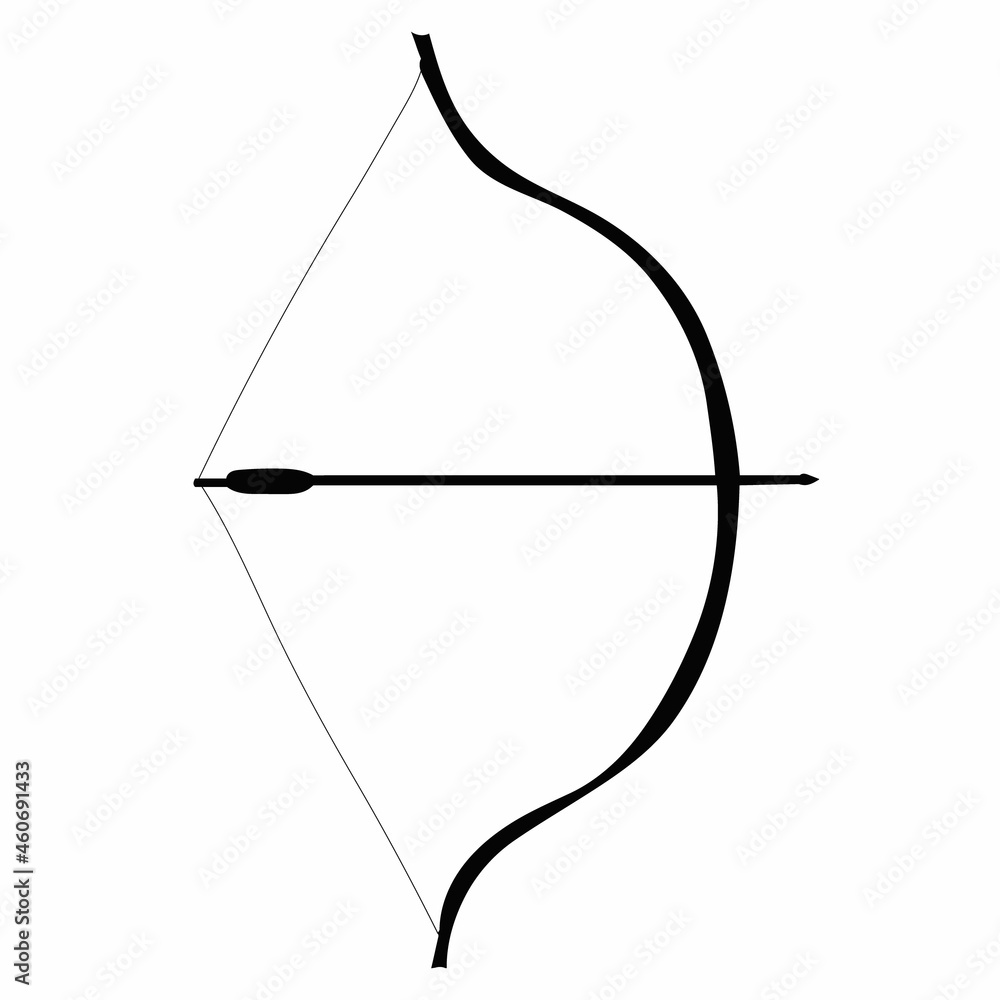 black silhouette bow and arrow vector, isolated