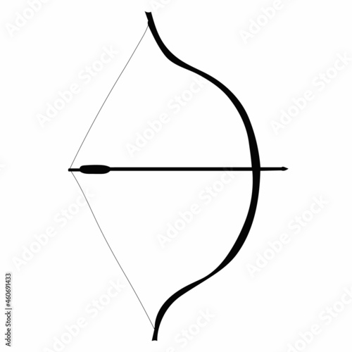 black silhouette bow and arrow vector, isolated