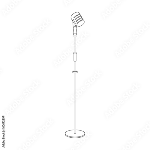 Mic vector icon.Outline vector icon isolated on white background mic.