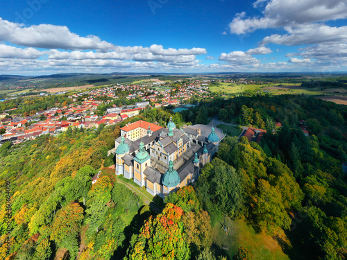 Svata Hora (The Holy Mountain) is an important Baroque complex and pilgrimage site near Pribram. Inside the high stone terrace stands the originally Gothic Church of the Assumption in 1660–1673 photo