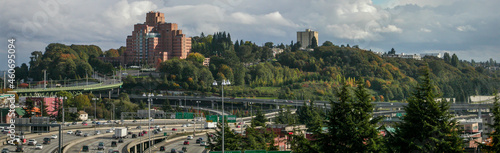 Принти на полотні Panoramic view of Seattle looking south toward Beacon Hill in October 2004
