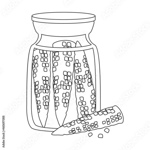 Pickled vegetables vector outline icon. Vector illustration can of corn on white background. Isolated outline illustration icon of pickled vegetables.