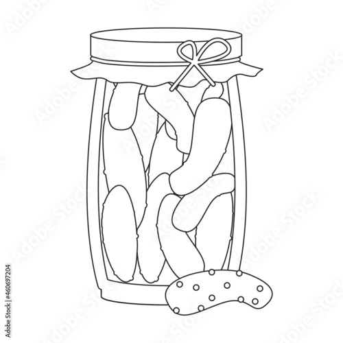 Pickled vegetables vector outline icon. Vector illustration can of cucumber on white background. Isolated outline illustration icon of pickled vegetables.