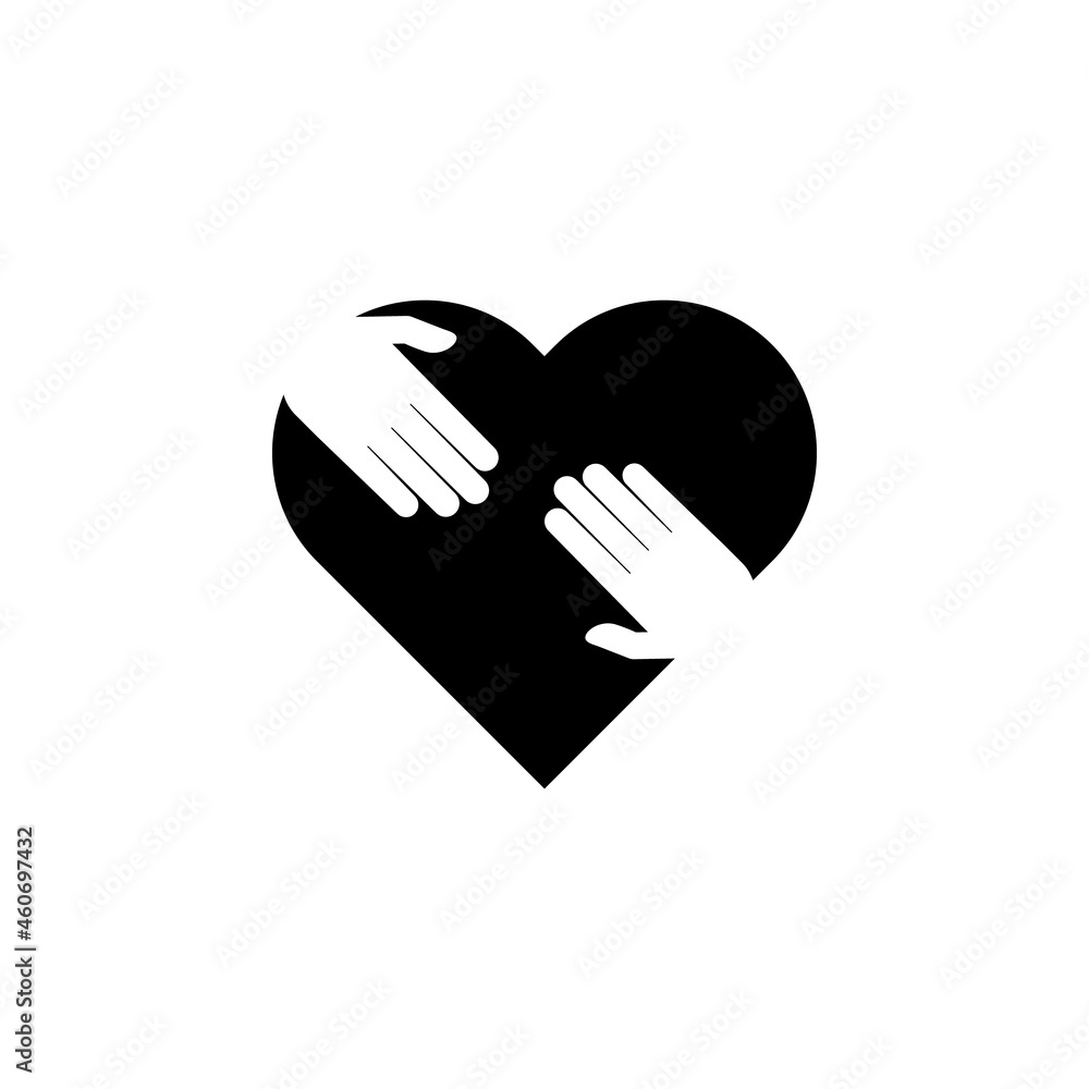 Hands in the heart icon charity set Hands in the heart icon charity set