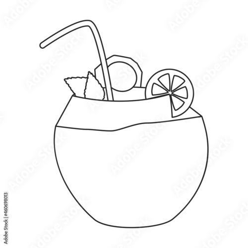 Cocktail of coconut vector icon.Outline vector icon isolated on white background cocktail of coconut.