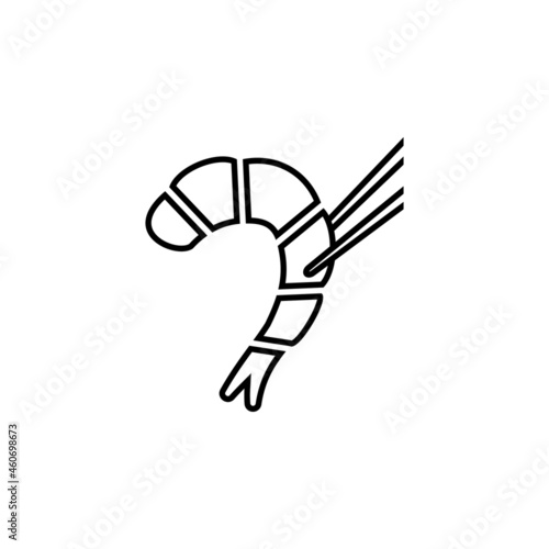 Shrimp, sticks icon in Asia set
