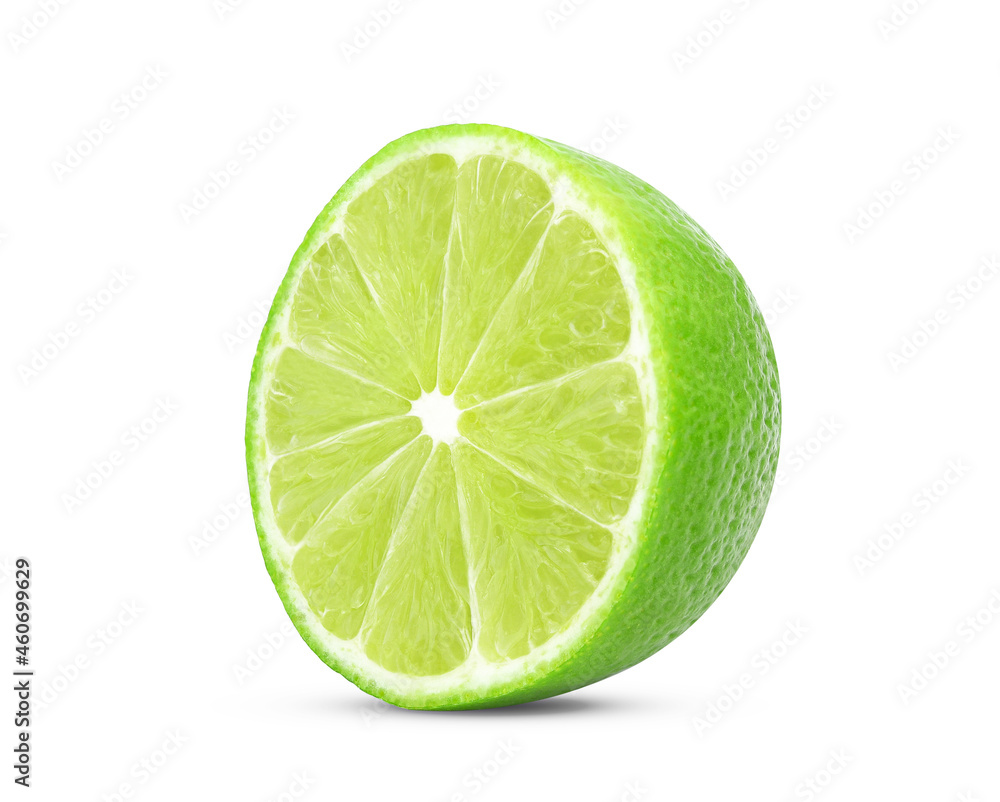 Half lime fruit isolated on white background 