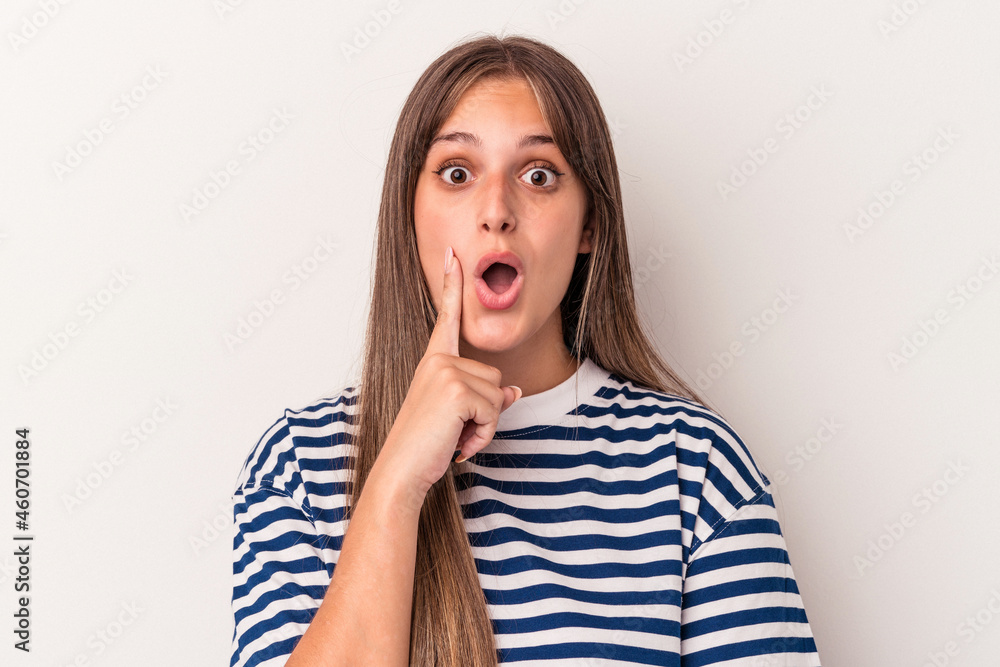 Young caucasian woman isolated on white background having some great idea, concept of creativity. Young caucasian woman isolated on white background having some great idea, concept of creativity.