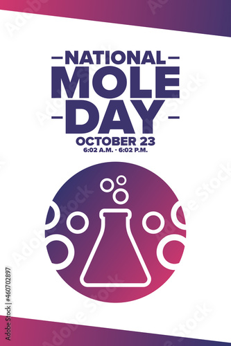 National Mole Day. October 23. Holiday concept. Template for background, banner, card, poster with text inscription. Vector EPS10 illustration.