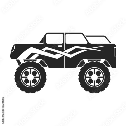 Monster truck vector icon.Black vector icon isolated on white background monster truck.