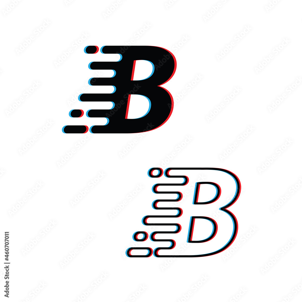 Letter B logo abstract glitch old screen design logo vector. Template design logotype Letter B logo abstract glitch old screen design logo vector. Template design logotype