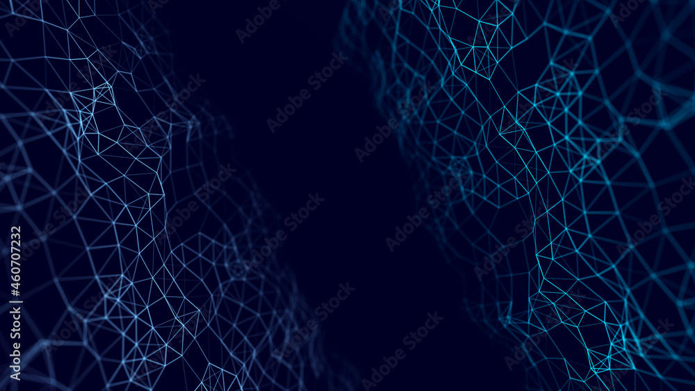 Data exchange. 3D mesh with connecting points and lines. Abstract technology background. 3D rendering. Data exchange. 3D mesh with connecting points and lines. Abstract technology background. 3D rendering.