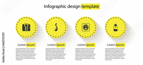 Set Bathrobe, Sauna ladle, thermometer and Essential oil bottle. Business infographic template. Vector