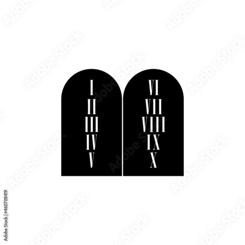 10 commandments on stone icon in Jewish set