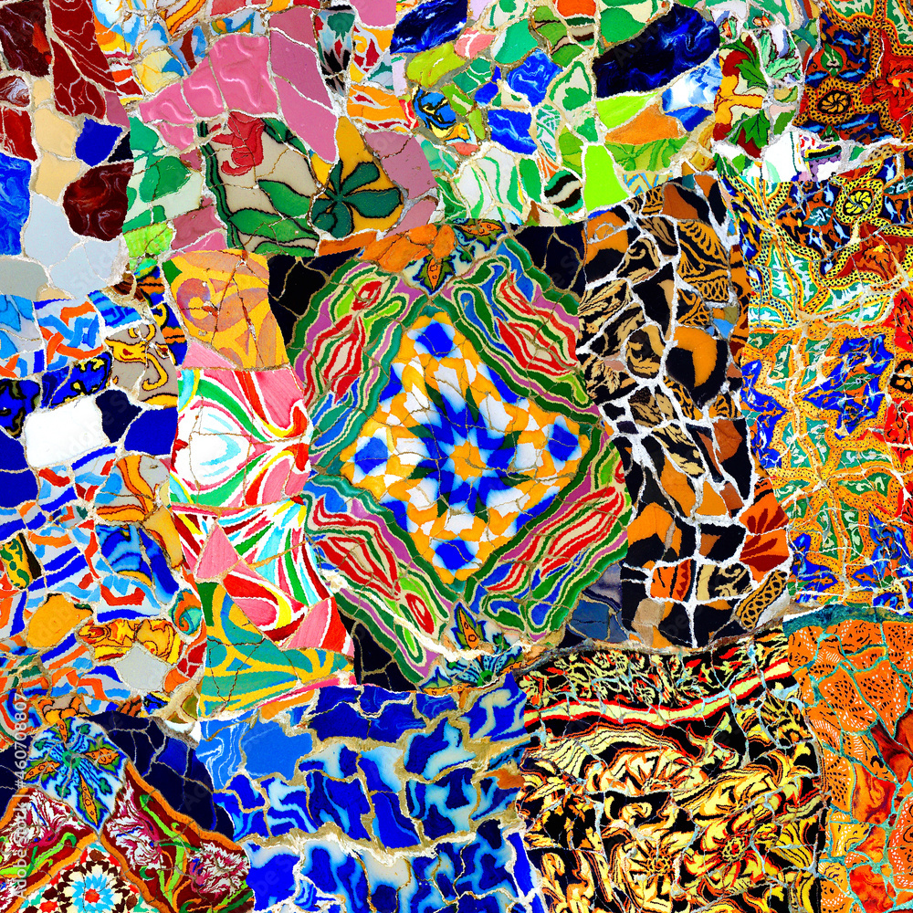 Gaudi Tiles Waved - obrazy, fototapety, plakaty 