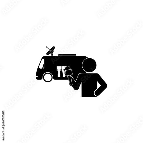 man, van, news icon in Media, Press set
