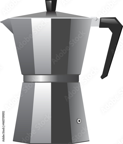 Vector drip coffee maker illustration. Coffee pot with coffee. Breakfast equipment.