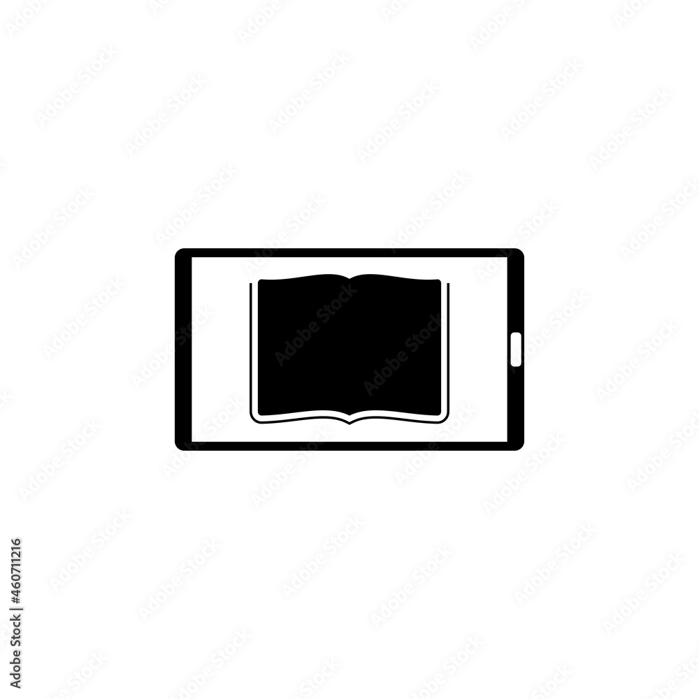 Tablet with an open book icon in Online education set Tablet with an open book icon in Online education set