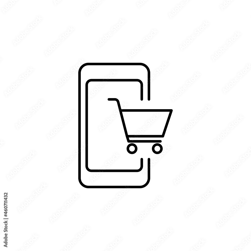 mobile phone, shop trolley icon in Payment system set