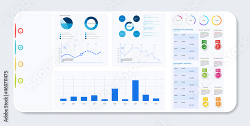 charts and graph, analysis business accounting, statistics concept. Digital marketing, business analysis. Data growth diagram. Business website modern ui, ux, kit, admin. Vector 