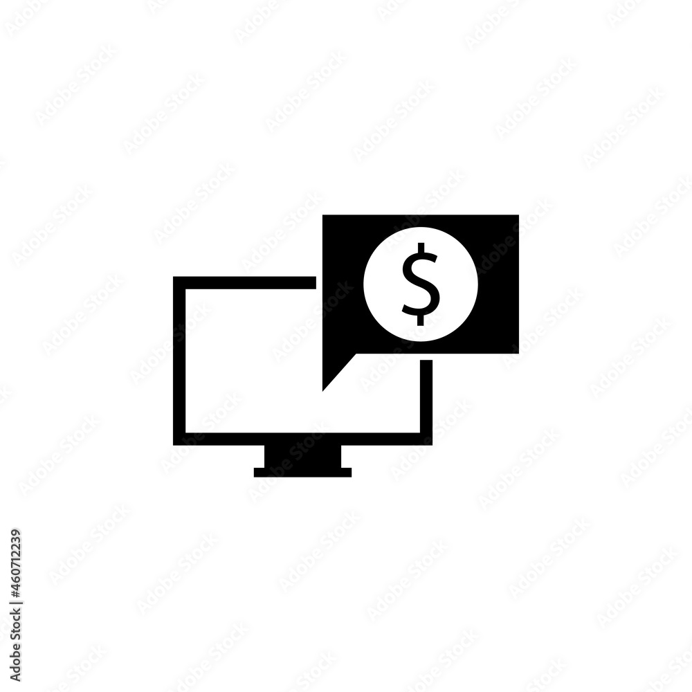 Monitor, talk bubble, money icon in Shopping set Monitor, talk bubble, money icon in Shopping set