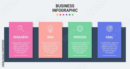 Infographic design with icons and 4 options or steps. Thin line vector. Infographics business concept. Can be used for info graphics, flow charts, presentations, web sites, banners, printed materials.
