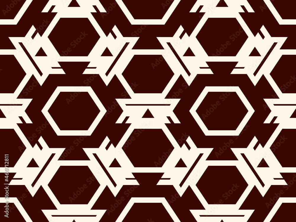 Contemporary honeycomb geometric pattern. Repeated hexagon ornament. Modern mosaic tiles. Seamless surface print Contemporary honeycomb geometric pattern. Repeated hexagon ornament. Modern mosaic tiles. Seamless surface print