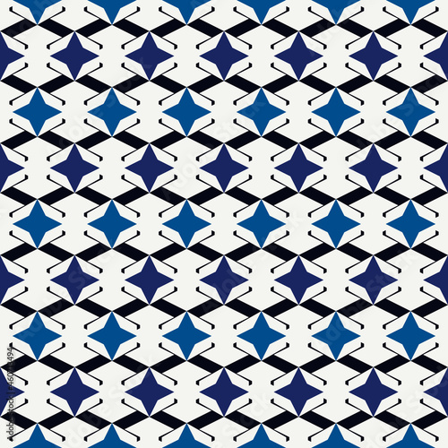 Geometric seamless pattern. Minimal print. Repeated stars motif ornament. Simple geo shapes background