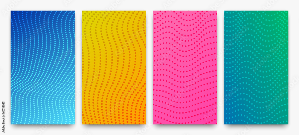 Set of halftone gradient backgrounds with dots Set of halftone gradient backgrounds with dots