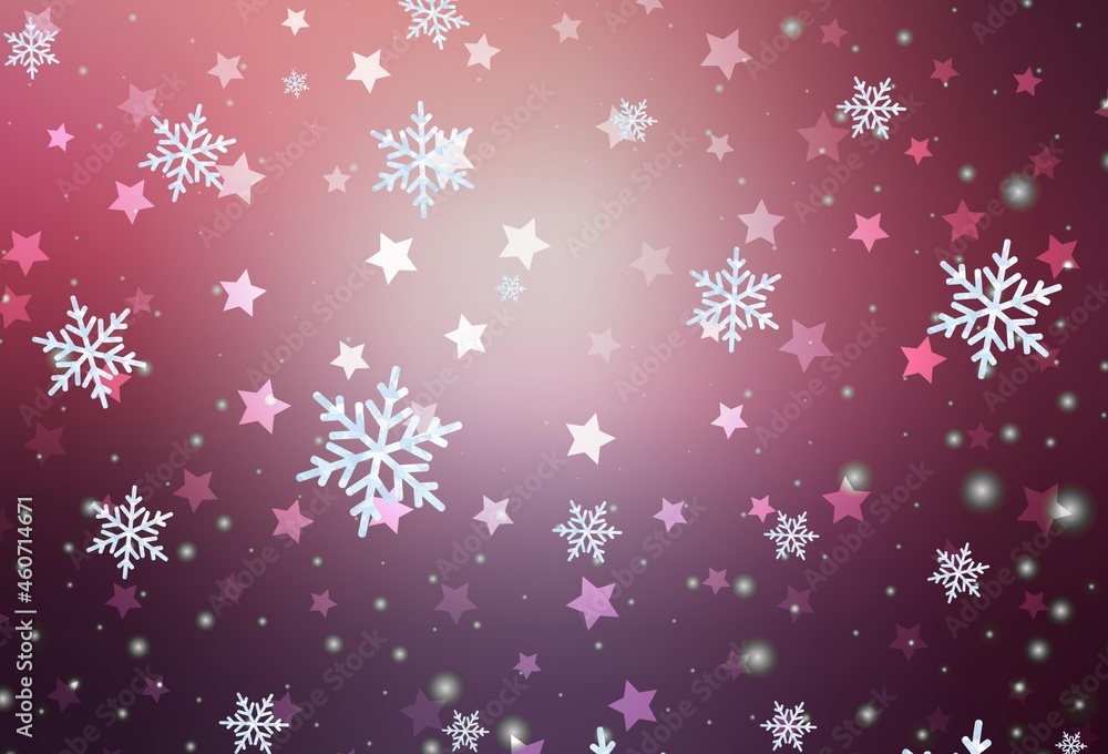 Dark Purple, Pink vector layout with bright snowflakes, stars. Dark Purple, Pink vector layout with bright snowflakes, stars.