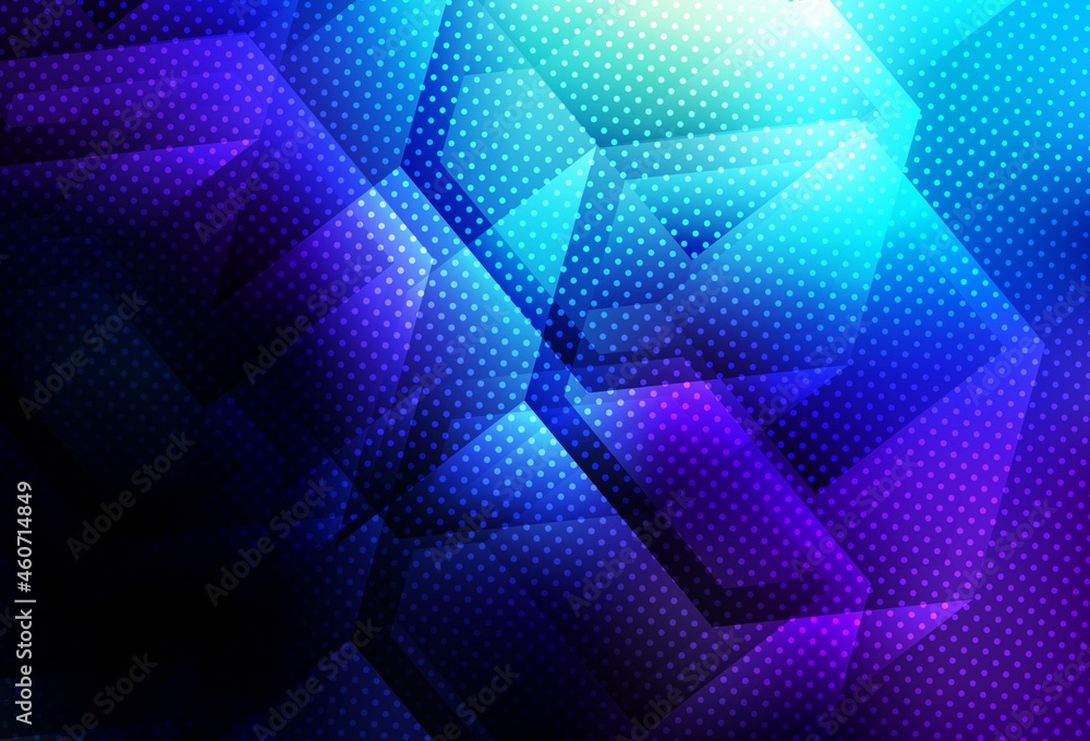 Fototapeta premium Dark BLUE vector background with hexagons.