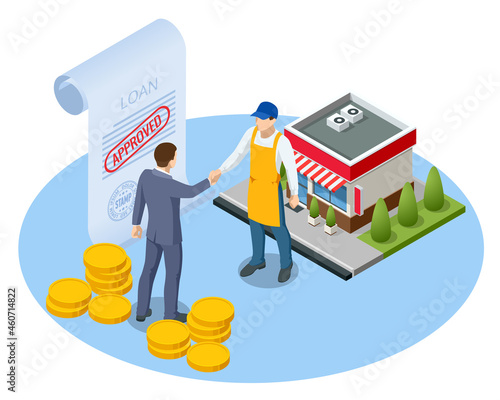 Foto Isometric small business loan form financial concept