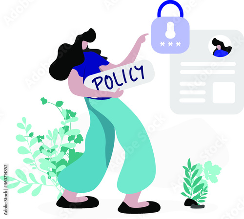 Social Media Policy flat illustration, minimal modern style, perfect for landing pages, templates, UI, web, mobile app, posters, banners, flyers, development. vector