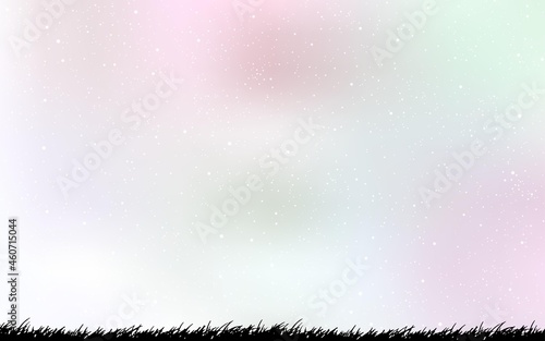 Light Pink, Yellow vector texture with milky way stars. Shining colored illustration with bright astronomical stars. Template for cosmic backgrounds.
