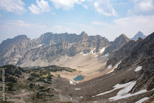 Landscape view from the Paintbrush Divide on the Teton Crest Trail, Grand Teton National Park, Wyoming, USA