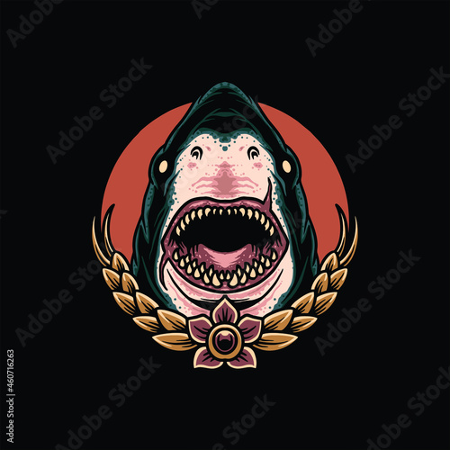 shark tattoo illustration vector design