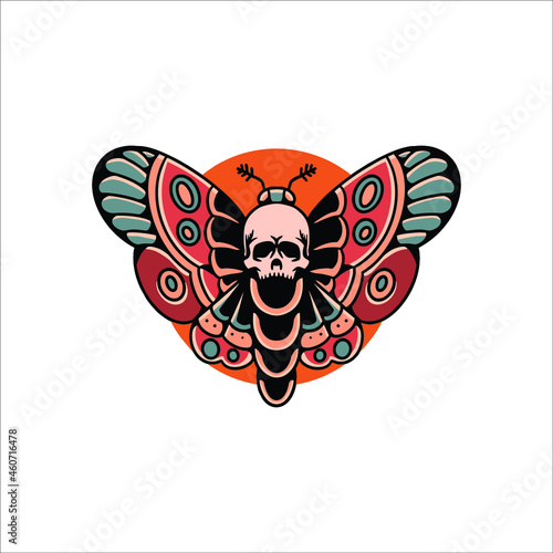 butterfly skull tattoo vector  design