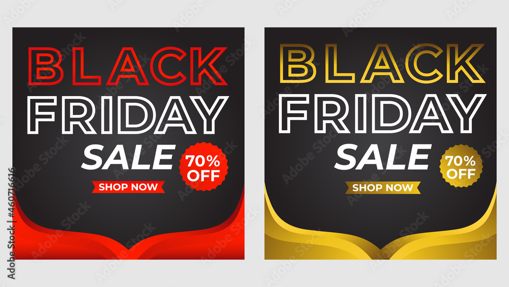 set of black friday sale social media post promotion design template.