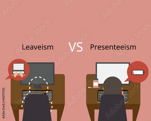 leaveism and Presenteeism to work while sick or while taking leave or on holiday