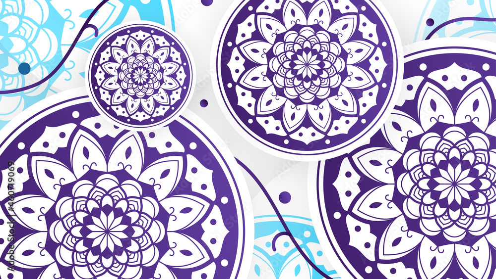 Abstract Blue Mandala Art Decorative Background 3