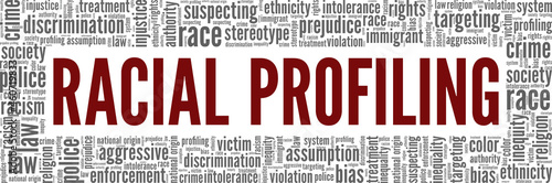 Racial profiling vector illustration word cloud isolated on white background.