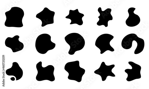 Blob shapes vector set. Random blotch, inkblot, stone silhouette, Ink stain. Organic abstract simple fluid splodge elemets.  isolated on white background. vector illustration