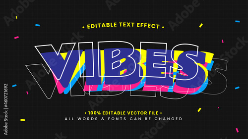Vibes Playful 3d Text Style Effect. Editable illustrator text style.