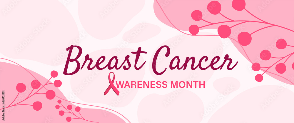 Breast cancer awareness month banner web design illustration